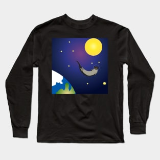 Otter Space Astronaut Floating Long Sleeve T-Shirt